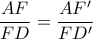 \dfrac{AF}{FD}=\dfrac{AF'}{FD'}