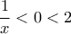 \displaystyle{\frac{1}{x}<0<2}