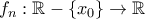 f_n : \mathbb{R} - \{x_0 \} \rightarrow \mathbb{R}