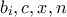 b_{i},c,x,n
