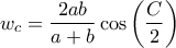 \displaystyle{{w_c} = \frac{{2ab}}{{a + b}}\cos \left( {\frac{C}{2}} \right)}