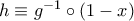 h \equiv g^{-1} \circ (1-x)