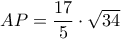 AP=\dfrac{17}{5}\cdot \sqrt{34}