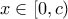 x\in [0,c)