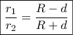 \boxed{\frac{{{r_1}}}{{{r_2}}} = \frac{{R - d}}{{R + d}}}