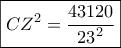 \boxed{C{Z^2} = \frac{{43120}}{{{{23}^2}}}}