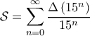 \displaystyle{\mathcal{S} = \sum_{n=0}^{\infty} \frac{\Delta\left ( 15^n \right )}{15^n}}
