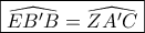 \boxed{\widehat {EB'B} = \widehat {ZA'C}}