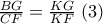 \frac{BG}{CF}=\frac{KG}{KF}\;(3)