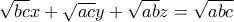 \sqrt {bc}x+\sqrt{ac}y+\sqrt {ab}z=\sqrt {abc}