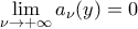 \displaystyle\mathop{\lim}\limits_{\nu\rightarrow{+\infty}}{a_{\nu}}(y)=0