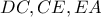 \displaystyle{DC, CE, EA}