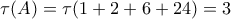 \tau (A)=\tau (1+2+6+24)=3
