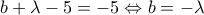 \displaystyle{b+\lambda-5=-5\Leftrightarrow b=-\lambda}
