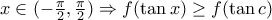 x\in (-\frac{\pi }{2},\frac{\pi }{2})\Rightarrow f(\tan x)\geq f(\tan c) x\in (-\frac{\pi }{2},\frac{\pi }{2})\Rightarrow f(\tan x)\geq f(\tan c)