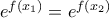 e^{f(x_{1})}=e^{f(x_{2})} e^{f(x_{1})}=e^{f(x_{2})}
