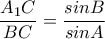 \displaystyle \frac{A_{1}C}{BC}=\frac{sin B}{sin A}