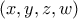 \displaystyle{(x,y,z,w)}
