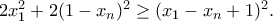 2x_{1}^{2}+2(1-x_{n})^{2}\geq (x_1-x_n+1)^2.