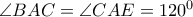 \angle BAC= \angle CAE=120^0