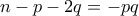 n-p-2q=-pq