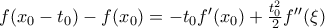 f(x_0-t_0)-f(x_0)=-t_0f{'}(x_0)+\frac{t_0^2}{2}f{''}(\xi)