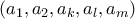 (a_1,a_2,a_k,a_l,a_m)