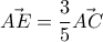 \displaystyle{\vec{AE}=\frac{3}{5}\vec{AC}} \displaystyle{\vec{AE}=\frac{3}{5}\vec{AC}}