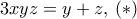 3xyz= y+z,\,(*)
