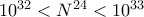 10^{32}<N^{24}<10^{33}
