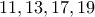 11,13,17,19