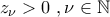 \displaystyle{z_{\nu}>0\,\,,\nu\in\mathbb{N}}