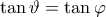 \tan\vartheta =\tan\varphi