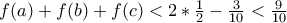f(a)+f(b)+f(c)<2*\frac{1}{2}-\frac{3}{10}<\frac{9}{10}