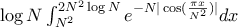 \log N \int_{N^2}^{2N^2 \log N} e^{-N|\cos(\frac{\pi x}{N^2})|} dx \log N \int_{N^2}^{2N^2 \log N} e^{-N|\cos(\frac{\pi x}{N^2})|} dx