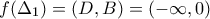 f(\Delta_1)=(D,B)=(-\infty,0)