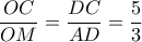 \dfrac{OC}{OM}=\dfrac{DC}{AD}=\dfrac{5}{3}
