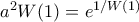 a^2W(1) = e^{1/W(1)}