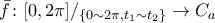 \bar{f}\colon [0,2\pi]/_{\{0\sim2\pi,t_1\sim t_2\}}\to C_a