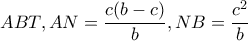 ABT,AN=\dfrac{c(b-c)}{b},NB=\dfrac{c^{2}}{b}