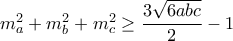 m_a^2+m_b^2+m_c^2 \geq \dfrac{3\sqrt{6abc}}{2}-1