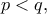 p<q,