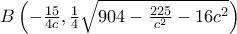 B\left(-\frac{15}{4c},\frac{1}{4}\sqrt{904-\frac{225}{c^2}-16c^2}\right)