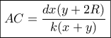 \boxed{AC = \frac{{dx(y + 2R)}}{{k(x + y)}}}