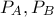 P_A, P_B