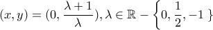 \displaystyle{(x,y)=(0,\frac{\lambda +1}{\lambda }), \lambda \in \mathbb{R}-\left \{ 0,\frac{1}{2},-1\left.  \right \} \right.}
