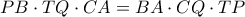 PB\cdot TQ\cdot CA=BA\cdot CQ\cdot TP
