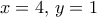 x=4,\,y=1 x=4,\,y=1