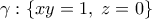 \gamma: \{ xy=1, \; z=0 \}