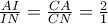 \frac{AI}{IN}=\frac{CA}{CN}=\frac{2}{1}